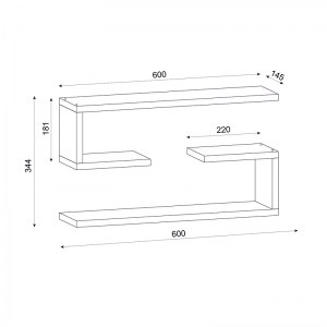 meg-GP042-0160,1-2 ΡΑΦΙΕΡΑ ΤΟΙΧΟΥ JENIKA MEGAPAP 2 ΤΕΜΑΧΙΩΝ ΑΠΟ ΜΕΛΑΜΙΝΗ ΧΡΩΜΑ ΛΕΥΚΟ 60X14,5X18ΕΚ.