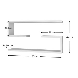 meg-GP042-0160,1-4 ΡΑΦΙΕΡΑ ΤΟΙΧΟΥ JENIKA MEGAPAP 2 ΤΕΜΑΧΙΩΝ ΧΡΩΜΑ ΛΕΥΚΟ 60X14,5X18ΕΚ.