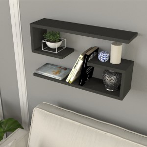 meg-GP042-0160,2-2 ΡΑΦΙΕΡΑ ΤΟΙΧΟΥ JENIKA MEGAPAP 2 ΤΕΜΑΧΙΩΝ ΧΡΩΜΑ ΑΝΘΡΑΚΙ 60X14,5X18ΕΚ.