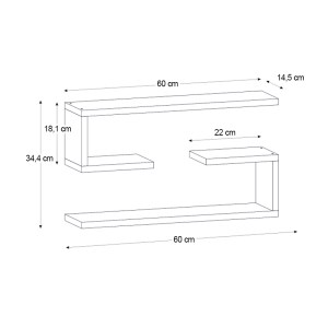 meg-GP042-0160,2-4 ΡΑΦΙΕΡΑ ΤΟΙΧΟΥ JENIKA MEGAPAP 2 ΤΕΜΑΧΙΩΝ ΧΡΩΜΑ ΑΝΘΡΑΚΙ 60X14,5X18ΕΚ.