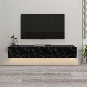 meg-GP042-0169,3-2 ΕΠΙΠΛΟ ΤΗΛΕΟΡΑΣΗΣ ΕΠΙΤΟΙΧΙΟ DAMLA MEGAPAP ΑΠΟ ΜΕΛΑΜΙΝΗ ΜΕ LED ΧΡΩΜΑ ΜΑΥΡΟ ΕΦΕ ΜΑΡΜΑΡΟΥ 180X29,5X29,5ΕΚ.