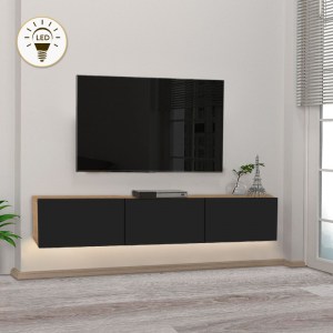 meg-GP042-0169,6-0 ΕΠΙΠΛΟ ΤΗΛΕΟΡΑΣΗΣ ΕΠΙΤΟΙΧΙΟ DAMLA MEGAPAP ΜΕ LED ΧΡΩΜΑ SAPPHIRE OAK - ΜΑΥΡΟ 180X29,5X29,5ΕΚ.
