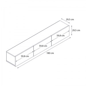 meg-GP042-0169,6-4 ΕΠΙΠΛΟ ΤΗΛΕΟΡΑΣΗΣ ΕΠΙΤΟΙΧΙΟ DAMLA MEGAPAP ΜΕ LED ΧΡΩΜΑ SAPPHIRE OAK - ΜΑΥΡΟ 180X29,5X29,5ΕΚ.