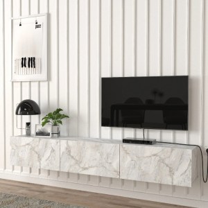 meg-GP042-0169,7-2 ΕΠΙΠΛΟ ΤΗΛΕΟΡΑΣΗΣ ΕΠΙΤΟΙΧΙΟ DAMLA MEGAPAP ΜΕ LED ΧΡΩΜΑ ΛΕΥΚΟ ΕΦΕ ΜΑΡΜΑΡΟΥ 180X29,5X29,5ΕΚ.