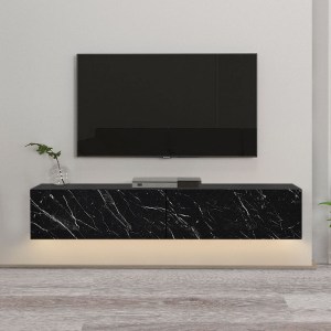 meg-GP042-0170,3-2 ΕΠΙΠΛΟ ΤΗΛΕΟΡΑΣΗΣ ΕΠΙΤΟΙΧΙΟ ARISTO MEGAPAP ΑΠΟ ΜΕΛΑΜΙΝΗ ΜΕ LED ΧΡΩΜΑ ΜΑΥΡΟ - ΕΦΕ ΜΑΡΜΑΡΟΥ 135X31,6X25ΕΚ.