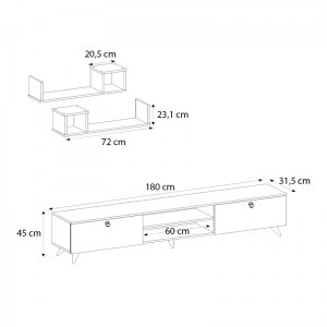 meg-GP042-0173,1-4 ΕΠΙΠΛΟ ΤΗΛΕΟΡΑΣΗΣ SEDDRA MEGAPAP ΑΠΟ ΜΕΛΑΜΙΝΗ ΧΡΩΜΑ ΚΑΡΥΔΙ 180X31,5X45ΕΚ.