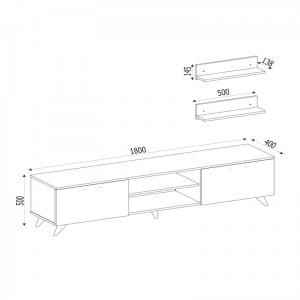 meg-GP042-0177,1-4 ΕΠΙΠΛΟ ΤΗΛΕΟΡΑΣΗΣ GEACLES MEGAPAP ΑΠΟ ΜΕΛΑΜΙΝΗ ΧΡΩΜΑ ΚΑΡΥΔΙ - ΜΑΥΡΟ ΕΦΕ ΜΑΡΜΑΡΟΥ 180X40X50ΕΚ.