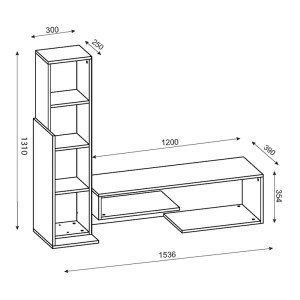 meg-GP042-0178,1-3 ΣΥΝΘΕΣΗ ΤΗΛΕΟΡΑΣΗΣ BEND MEGAPAP ΑΠΟ ΜΕΛΑΜΙΝΗ ΧΡΩΜΑ ΛΕΥΚΟ - ΚΑΡΥΔΙ 153,6X39X131ΕΚ.