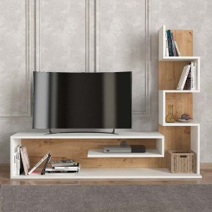 meg-GP042-0183,1-1 ΕΠΙΠΛΟ ΤΗΛΕΟΡΑΣΗΣ METEHAN MEGAPAP ΑΠΟ ΜΕΛΑΜΙΝΗ ΧΡΩΜΑ ΛΕΥΚΟ - SAPPHIRE OAK 149,5X29,5X120ΕΚ.