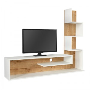 meg-GP042-0183,1-2 ΕΠΙΠΛΟ ΤΗΛΕΟΡΑΣΗΣ METEHAN MEGAPAP ΑΠΟ ΜΕΛΑΜΙΝΗ ΧΡΩΜΑ ΛΕΥΚΟ - SAPPHIRE OAK 149,5X29,5X120ΕΚ.