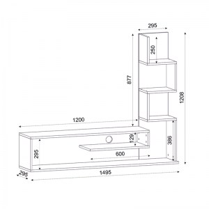 meg-GP042-0183,1-3 ΕΠΙΠΛΟ ΤΗΛΕΟΡΑΣΗΣ METEHAN MEGAPAP ΑΠΟ ΜΕΛΑΜΙΝΗ ΧΡΩΜΑ ΛΕΥΚΟ - SAPPHIRE OAK 149,5X29,5X120ΕΚ.