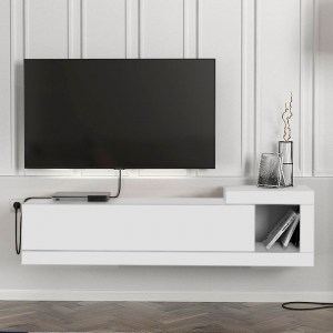meg-GP042-0187,2-2 ΕΠΙΠΛΟ ΤΗΛΕΟΡΑΣΗΣ ΕΠΙΤΟΙΧΙΟ VOLARE MEGAPAP ΑΠΟ ΜΕΛΑΜΙΝΗ ΧΡΩΜΑ ΛΕΥΚΟ 150X29,6X38,6ΕΚ.
