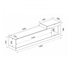 meg-GP042-0187,2-4 ΕΠΙΠΛΟ ΤΗΛΕΟΡΑΣΗΣ ΕΠΙΤΟΙΧΙΟ VOLARE MEGAPAP ΑΠΟ ΜΕΛΑΜΙΝΗ ΧΡΩΜΑ ΛΕΥΚΟ 150X29,6X38,6ΕΚ.