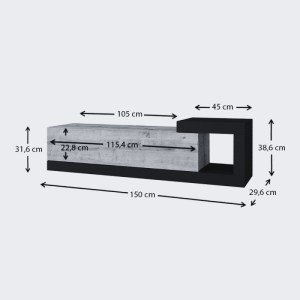 meg-GP042-0187,3-7 ΕΠΙΠΛΟ ΤΗΛΕΟΡΑΣΗΣ ΕΠΙΤΟΙΧΙΟ VOLARE MEGAPAP ΧΡΩΜΑ ΛΕΥΚΟ - SAPPHIRE OAK 150X29,6X38,6ΕΚ.