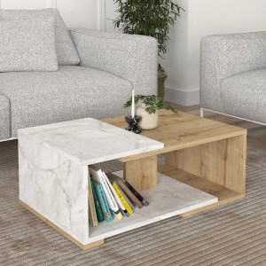 meg-GP042-0189,3-0 ΤΡΑΠΕΖΑΚΙ ΣΑΛΟΝΙΟΥ MARETA MEGAPAP ΧΡΩΜΑ ΛΕΥΚΟ ΕΦΕ ΜΑΡΜΑΡΟΥ - SAPPHIRE OAK 81,8X50X35ΕΚ.