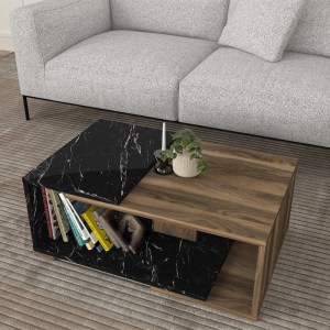 meg-GP042-0189,4-2 ΤΡΑΠΕΖΑΚΙ ΣΑΛΟΝΙΟΥ MARETA MEGAPAP ΧΡΩΜΑ ΜΑΥΡΟ ΕΦΕ ΜΑΡΜΑΡΟΥ - ΚΑΡΥΔΙ 81,8X50X35ΕΚ.