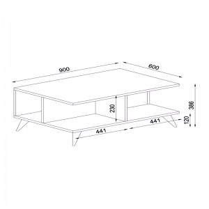 meg-GP042-0190,2-4 ΤΡΑΠΕΖΑΚΙ ΣΑΛΟΝΙΟΥ SEDRA MEGAPAP ΑΠΟ ΜΕΛΑΜΙΝΗ ΧΡΩΜΑ ΛΕΥΚΟ - ΚΑΡΥΔΙ 90X60X38,6ΕΚ.