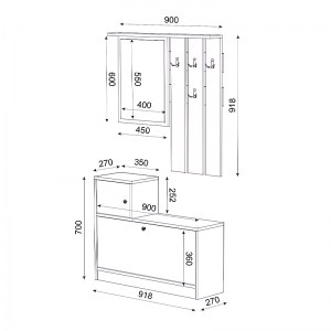 meg-GP042-0206,1-5 ΕΠΙΠΛΟ ΕΙΣΟΔΟΥ GALINA MEGAPAP ΑΠΟ ΜΕΛΑΜΙΝΗ ΧΡΩΜΑ SAPPHIRE OAK - ΛΕΥΚΟ 91,8X27X70ΕΚ.