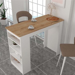 meg-GP042-0211,1-1 ΤΡΑΠΕΖΙ ΜΠΑΡ MONACO MEGAPAP ΑΠΟ ΜΕΛΑΜΙΝΗ ΧΡΩΜΑ ΛΕΥΚΟ - SAPPHIRE OAK 120X51,6X101,8ΕΚ.