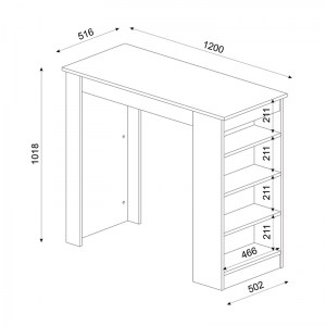 meg-GP042-0211,2-3 ΤΡΑΠΕΖΙ ΜΠΑΡ MONACO MEGAPAP ΑΠΟ ΜΕΛΑΜΙΝΗ ΧΡΩΜΑ ΑΝΘΡΑΚΙ - SAPPHIRE OAK 120X51,6X101,8ΕΚ.