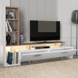 meg-GP042-0217,1-1 ΣΥΝΘΕΣΗ ΤΗΛΕΟΡΑΣΗΣ SIMAL MEGAPAP ΑΠΟ ΜΕΛΑΜΙΝΗ ΜΕ LED ΧΡΩΜΑ ΛΕΥΚΟ - CORDOBA 168,2X31,3X120ΕΚ.