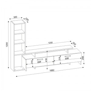 meg-GP042-0217,1-4 ΣΥΝΘΕΣΗ ΤΗΛΕΟΡΑΣΗΣ SIMAL MEGAPAP ΑΠΟ ΜΕΛΑΜΙΝΗ ΜΕ LED ΧΡΩΜΑ ΛΕΥΚΟ - CORDOBA 168,2X31,3X120ΕΚ.