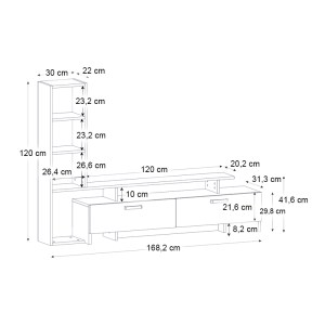 meg-GP042-0217,2-6 ΣΥΝΘΕΣΗ ΤΗΛΕΟΡΑΣΗΣ SIMAL MEGAPAP ΜΕ LED ΧΡΩΜΑ ΑΝΘΡΑΚΙ - SEPET OAK 168,2X31,3X120ΕΚ.