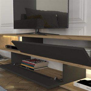 meg-GP042-0218,2-3 ΣΥΝΘΕΣΗ ΤΗΛΕΟΡΑΣΗΣ MANET MEGAPAP ΜΕ LED ΧΡΩΜΑ SEPET OAK - ΑΝΘΡΑΚΙ 180X29,5X39ΕΚ.