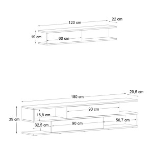 meg-GP042-0218,2-5 ΣΥΝΘΕΣΗ ΤΗΛΕΟΡΑΣΗΣ MANET MEGAPAP ΜΕ LED ΧΡΩΜΑ SEPET OAK - ΑΝΘΡΑΚΙ 180X29,5X39ΕΚ.