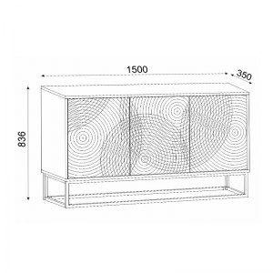 meg-GP042-0225,1-5 ΜΠΟΥΦΕΣ ΜΕΛΑΜΙΝΗΣ THEMIS MEGAPAP ΧΡΩΜΑ ΜΑΥΡΟ - SAPPHIRE OAK 150X35X83,6ΕΚ.