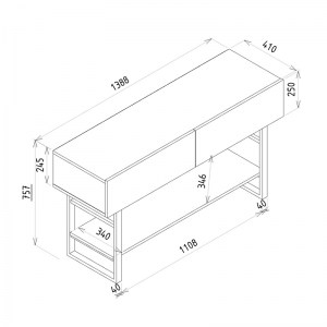 meg-GP042-0228,1-5 ΚΟΝΣΟΛΑ ΜΕΛΑΜΙΝΗΣ ARON MEGAPAP ΧΡΩΜΑ ATLANTIC PINE 138,8X41X75,7ΕΚ.