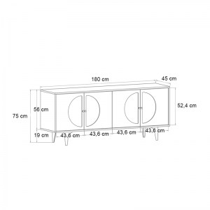 meg-GP042-0232,1-4 ΜΠΟΥΦΕΣ AURETA MEGAPAP ΧΡΩΜΑ ΛΕΥΚΟ - SAPPHIRE OAK 180X45X75ΕΚ.