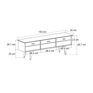 meg-GP042-0235,1-5 ΕΠΙΠΛΟ ΤΗΛΕΟΡΑΣΗΣ BOLEA MEGAPAP ΧΡΩΜΑ MODERN BLACK 150X35X49,7 ΕΚ.