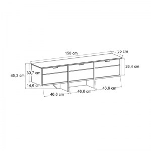 meg-GP042-0237,1-4 ΕΠΙΠΛΟ ΤΗΛΕΟΡΑΣΗΣ VENITA MEGAPAP ΧΡΩΜΑ SAPPHIRE OAK - ΑΝΘΡΑΚΙ 150X35X45,3ΕΚ.