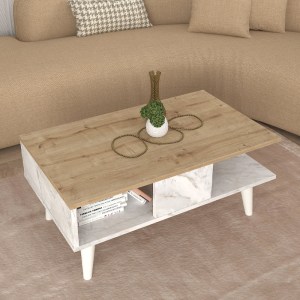 meg-GP042-0241,2-2 ΤΡΑΠΕΖΑΚΙ ΣΑΛΟΝΙΟΥ ANDROS MEGAPAP ΧΡΩΜΑ SAPPHIRE OAK - ΛΕΥΚΟ ΕΦΕ ΜΑΡΜΑΡΟΥ 90X54X39,6ΕΚ.