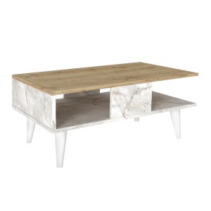 meg-GP042-0241,2-3 ΤΡΑΠΕΖΑΚΙ ΣΑΛΟΝΙΟΥ ANDROS MEGAPAP ΧΡΩΜΑ SAPPHIRE OAK - ΛΕΥΚΟ ΕΦΕ ΜΑΡΜΑΡΟΥ 90X54X39,6ΕΚ.