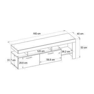 meg-GP042-0242,3-6 ΕΠΙΠΛΟ ΤΗΛΕΟΡΑΣΗΣ ACNES MEGAPAP ΧΡΩΜΑ ΛΕΥΚΟ - SAPPHIRE OAK 160X40X53ΕΚ.