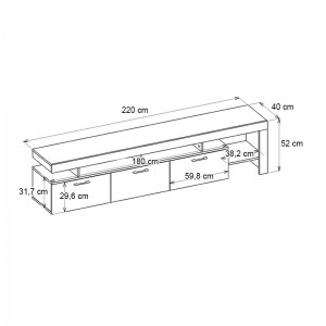 meg-GP042-0243,1-5 ΕΠΙΠΛΟ ΤΗΛΕΟΡΑΣΗΣ ACNES MEGAPAP ΧΡΩΜΑ ΜΑΥΡΟ - ΜΑΥΡΟ ΕΦΕ ΜΑΡΜΑΡΟΥ 220X40X52ΕΚ.