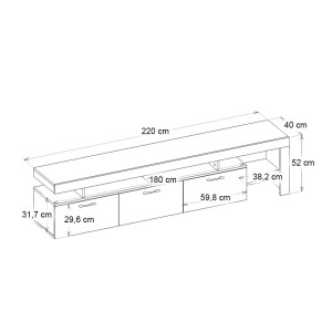 meg-GP042-0243,4-7 ΕΠΙΠΛΟ ΤΗΛΕΟΡΑΣΗΣ ACNES MEGAPAP ΧΡΩΜΑ ΛΕΥΚΟ ΕΦΕ ΜΑΡΜΑΡΟΥ - SAPPHIRE OAK 220X40X52ΕΚ.