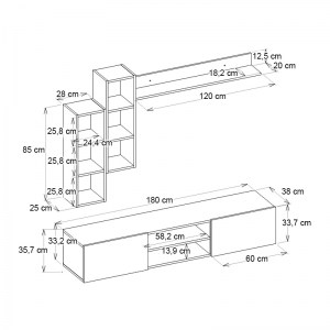 meg-GP042-0246,1-5 ΣΥΝΘΕΣΗ ΤΗΛΕΟΡΑΣΗΣ DUANA MEGAPAP ΧΡΩΜΑ ΜΑΥΡΟ ΕΦΕ ΜΑΡΜΑΡΟΥ - ΜΑΥΡΟ 180X38X35,7ΕΚ.