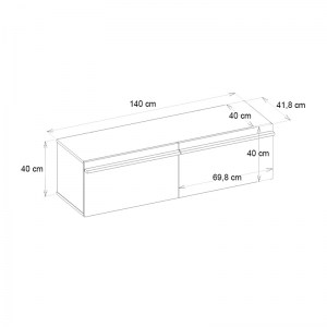 meg-GP042-0247,1-4 ΕΠΙΠΛΟ ΤΗΛΕΟΡΑΣΗΣ ΕΠΙΤΟΙΧΙΟ MOREL MEGAPAP ΜΕ LED ΧΡΩΜΑ ΜΑΥΡΟ 140X41,8X40ΕΚ.