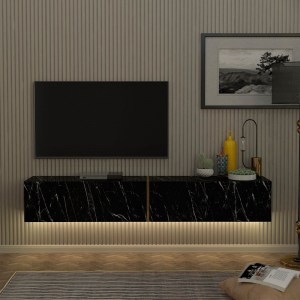 meg-GP042-0248,1-2 ΕΠΙΠΛΟ ΤΗΛΕΟΡΑΣΗΣ ΕΠΙΤΟΙΧΙΟ FIGURE MEGAPAP ΜΕ LED ΧΡΩΜΑ ΜΑΥΡΟ ΕΦΕ ΜΑΡΜΑΡΟΥ 181,8X31,7X30ΕΚ.