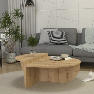 meg-GP042-0258,2-2 ΤΡΑΠΕΖΑΚΙ ΣΑΛΟΝΙΟΥ NILVIA MEGAPAP ΧΡΩΜΑ SAPPHIRE OAK Ø85X35ΕΚ.