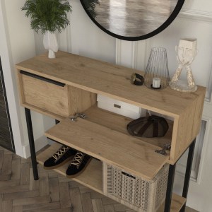 meg-GP042-0261,1-2 ΚΟΝΣΟΛΑ ΜΕ ΚΑΘΡΕΠΤΗ SUZY MEGAPAP ΧΡΩΜΑ SAPPHIRE OAK 90X29,6X76ΕΚ.
