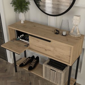meg-GP042-0261,1-3 ΚΟΝΣΟΛΑ ΜΕ ΚΑΘΡΕΠΤΗ SUZY MEGAPAP ΧΡΩΜΑ SAPPHIRE OAK 90X29,6X76ΕΚ.