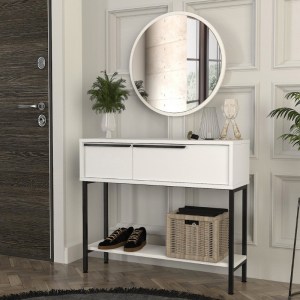 meg-GP042-0261,2-0 ΚΟΝΣΟΛΑ ΜΕ ΚΑΘΡΕΠΤΗ SUZY MEGAPAP ΧΡΩΜΑ ΛΕΥΚΟ 90X29,6X76ΕΚ.