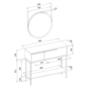 meg-GP042-0261,2-7 ΚΟΝΣΟΛΑ ΜΕ ΚΑΘΡΕΠΤΗ SUZY MEGAPAP ΧΡΩΜΑ ΛΕΥΚΟ 90X29,6X76ΕΚ.