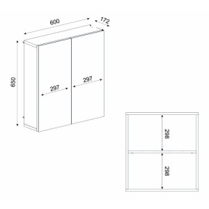 meg-GP042-0275,1-5 ΚΑΘΡΕΠΤΗΣ ΜΠΑΝΙΟΥ BINARY ΜEGAPAP ΧΡΩΜΑ ΛΕΥΚΟ 60X17,2X65ΕΚ.