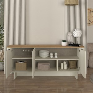 meg-GP042-0281,1-1 ΜΠΟΥΦΕΣ BOHEMA MEGAPAP ΧΡΩΜΑ IVORY - SEPET OAK 180X47X76,6ΕΚ.