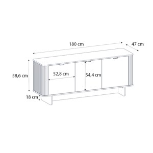 meg-GP042-0281,1-6 ΜΠΟΥΦΕΣ BOHEMA MEGAPAP ΧΡΩΜΑ IVORY - SEPET OAK 180X47X76,6ΕΚ.